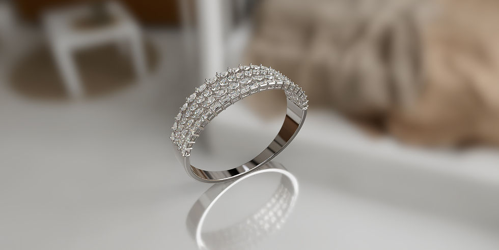 Four Row Fancy Shapes Cluster Diamond Bangle