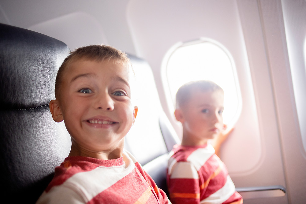 Traveling with kids on an airplane