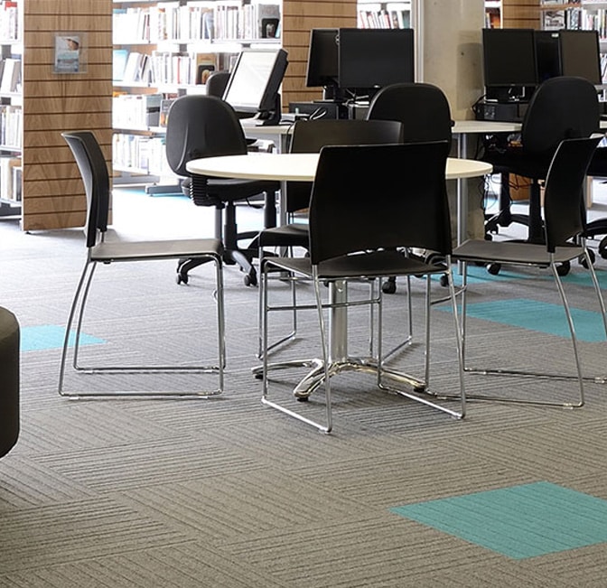 Burmatex school carpet tile manufacturer room setting