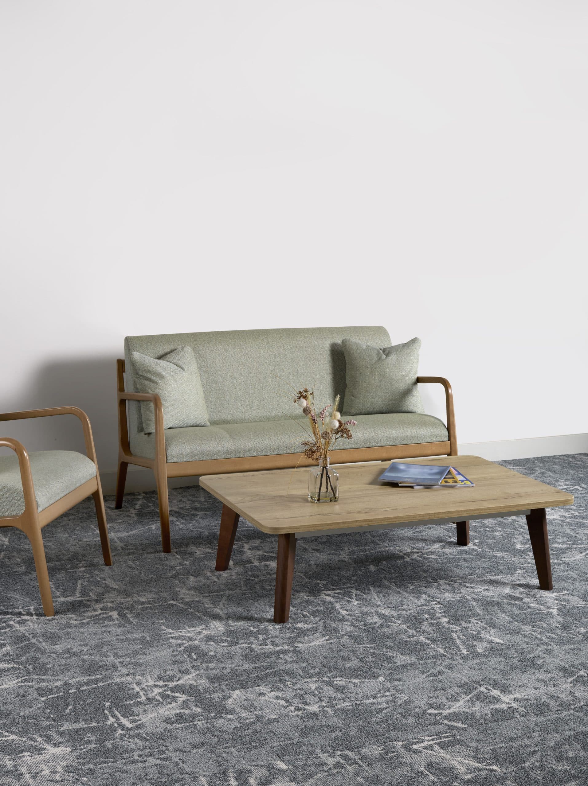 Burmatex Surface Story carpet tiles in a contemporary seating area
