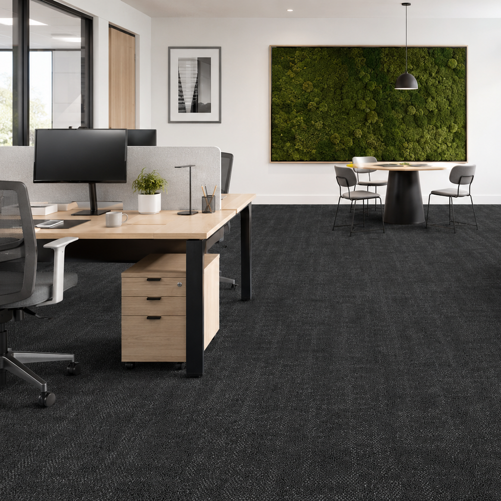 PlusFloor Pulse carpet tiles in a commercial workspace