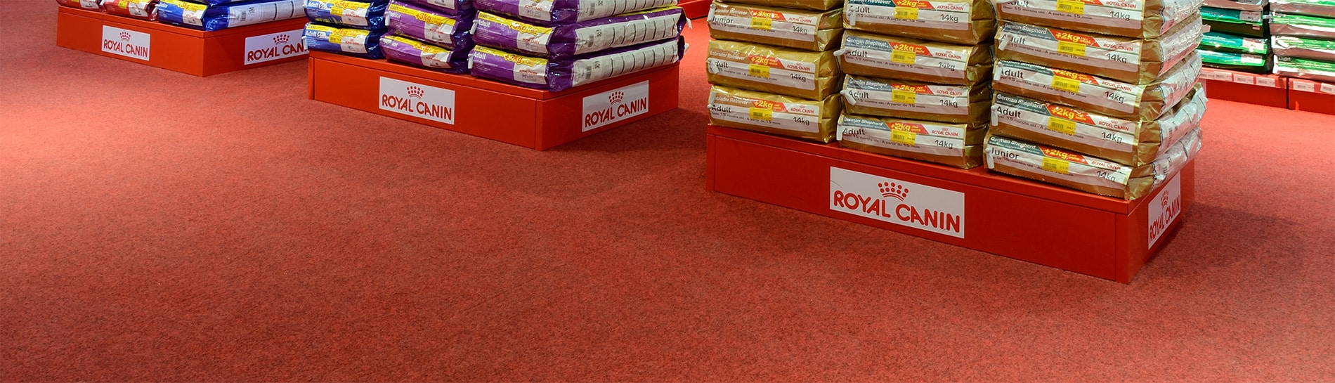 Burmatex Velour Excel carpet tiles in a manufacturer retail store project