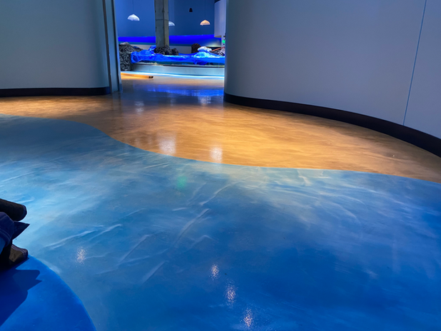 Decorative blue and gold epoxy flooring Louisiana