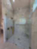 Modern walk-in shower by interior design Monroe Louisiana