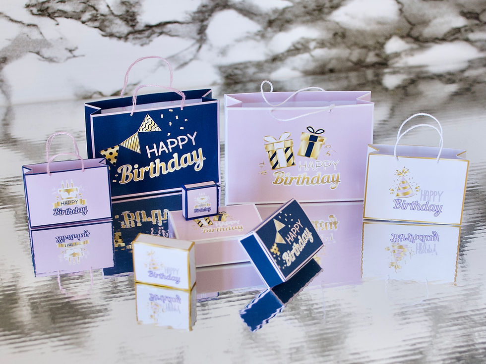 Thumbnail: blush Birthday gift box bags packages 1:12 scale Miniatures
