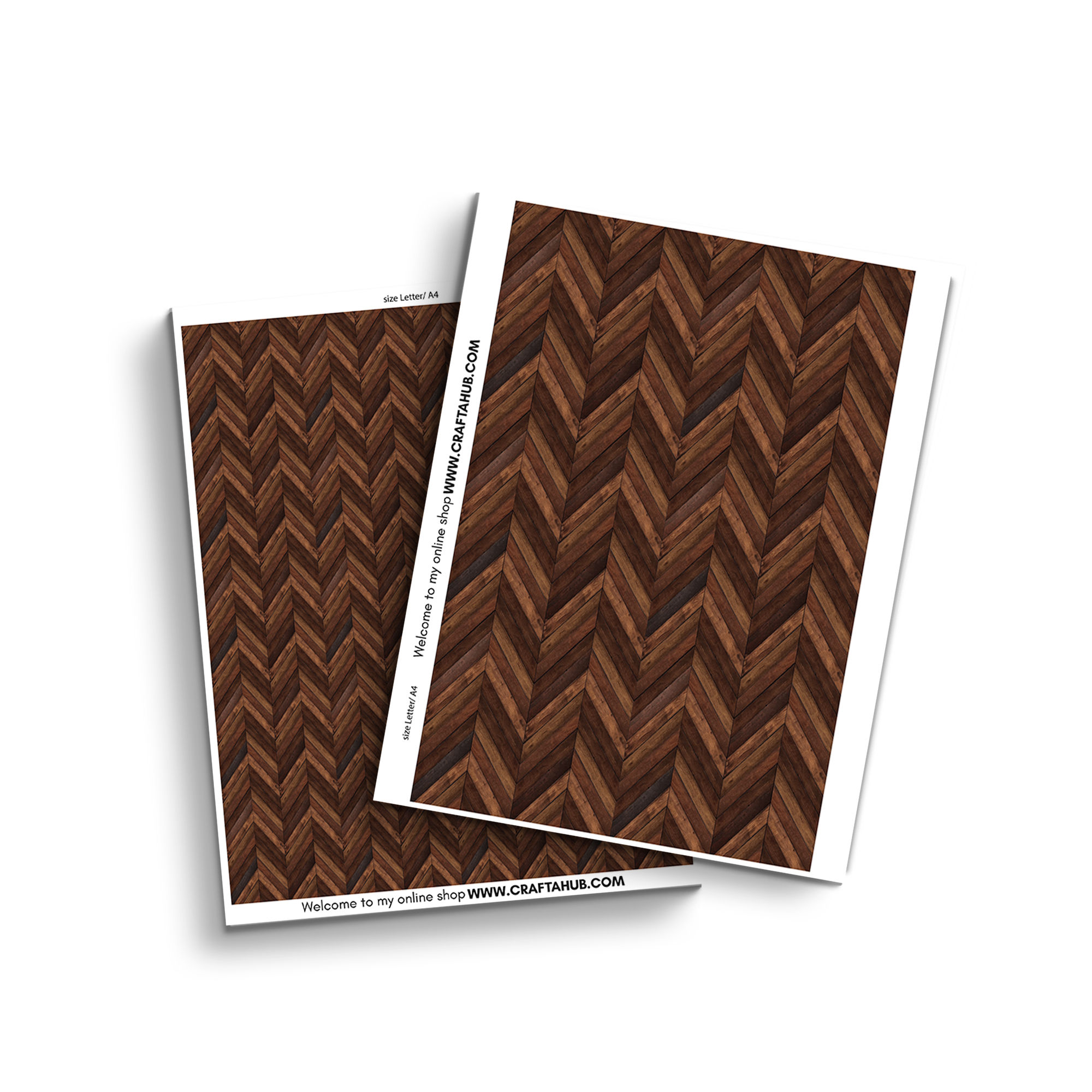 Dark chevron parquet flooring close-up — deep walnut wood herringbone pattern for 1:12 dollhouse interiors