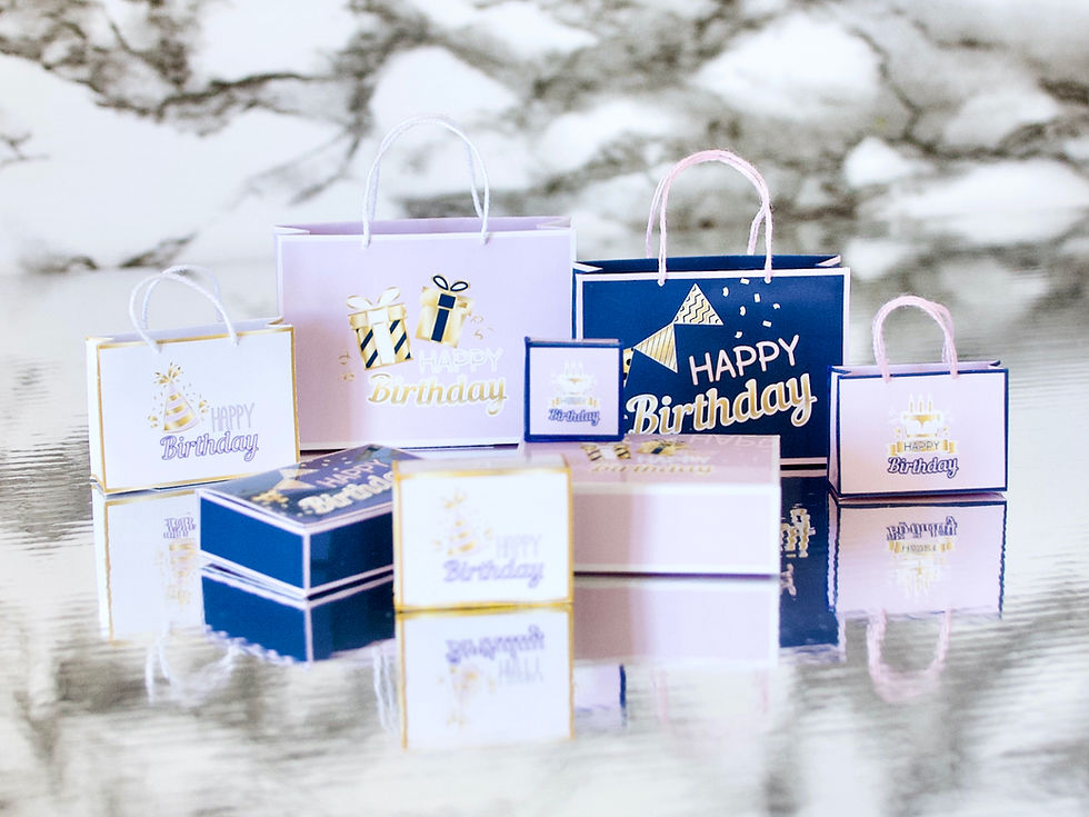Thumbnail: blush Birthday gift box bags packages 1:12 scale Miniatures