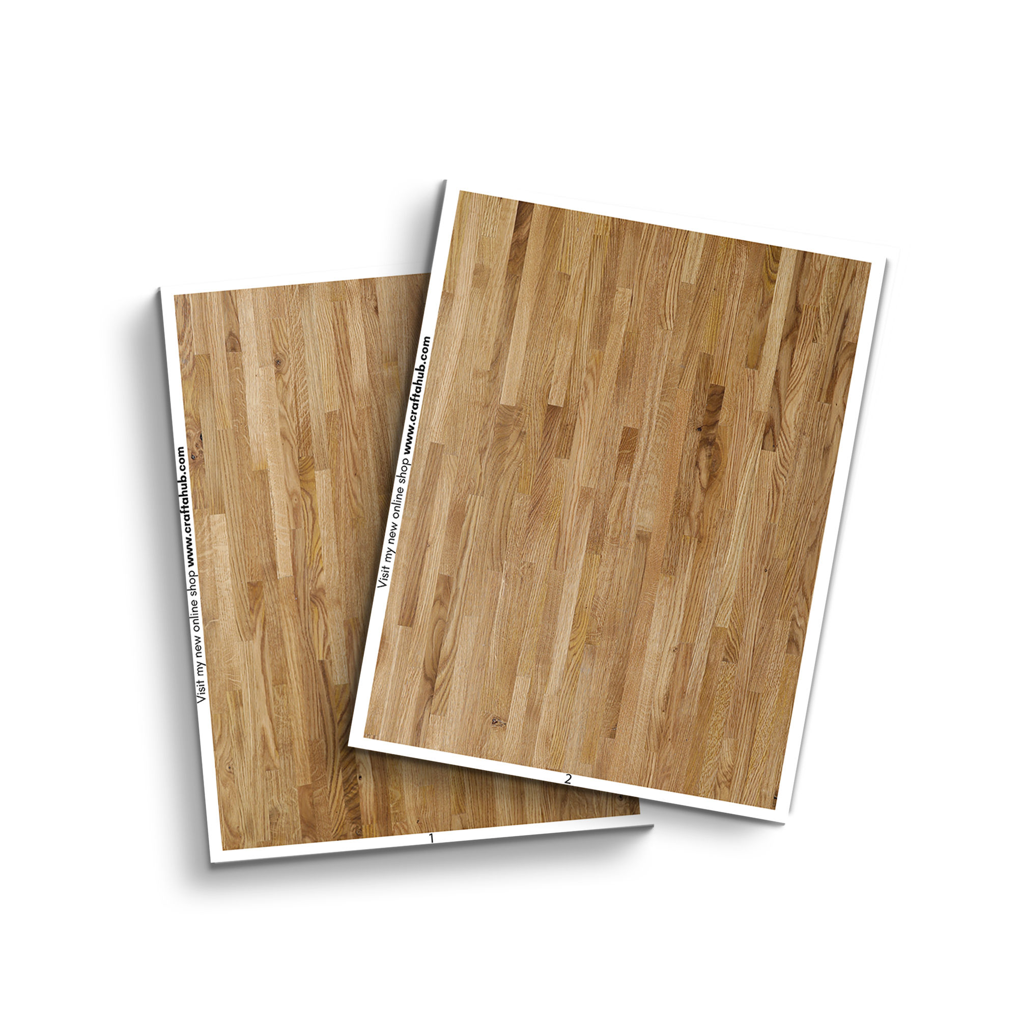 Honey oak wood plank flooring close-up — golden brown tone, visible grain for 1:12 dollhouse