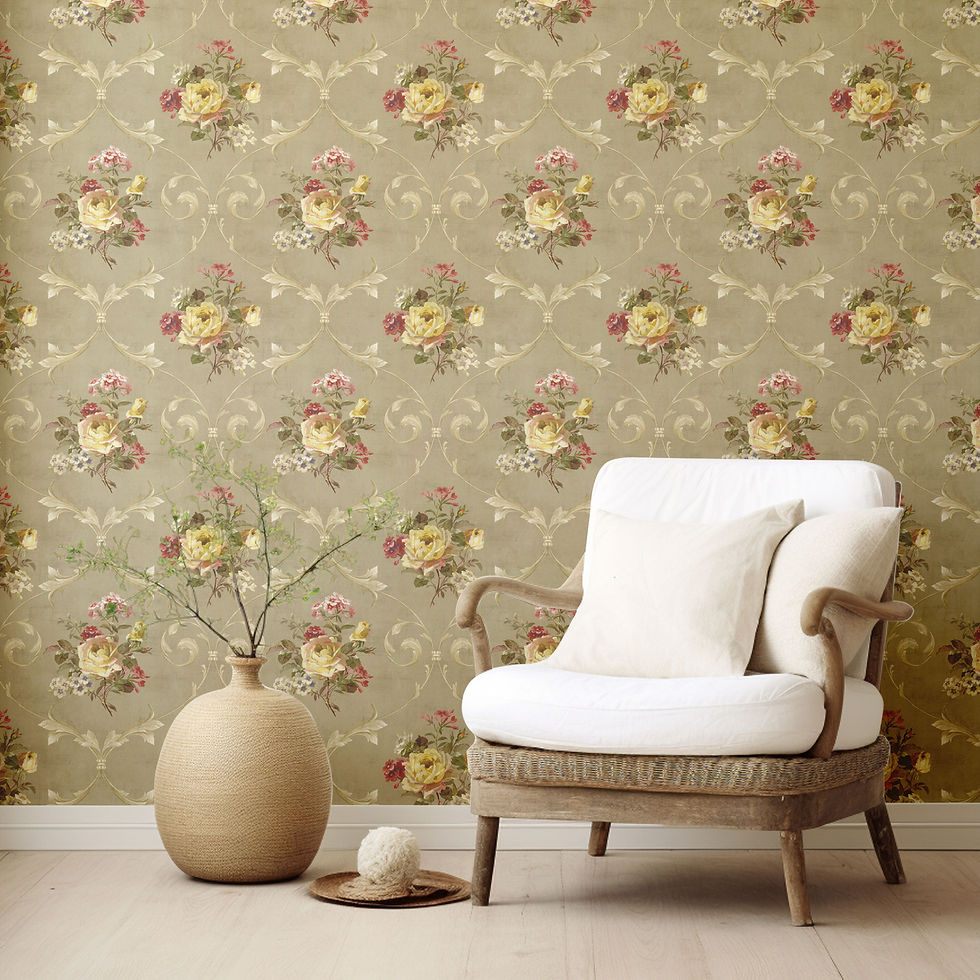 Floral classic luxury Printable dollhouse wallpaper full sheet view