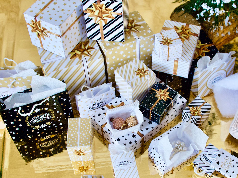 Thumbnail: BUNDLE Elegant Christmas gift BAGS and BOXES miniature Xmas gifts Envelopes Cards