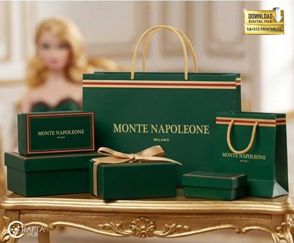 Monte Napoleone miniature shopping bags printable 1:12 scale