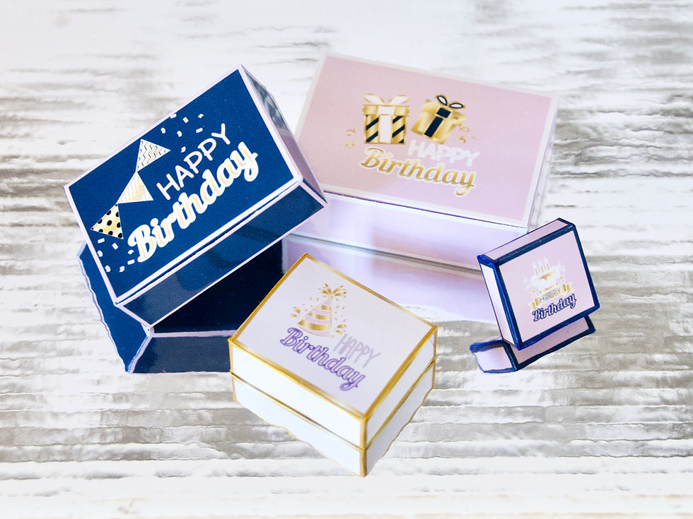 Thumbnail: blush Birthday gift box bags packages 1:12 scale Miniatures