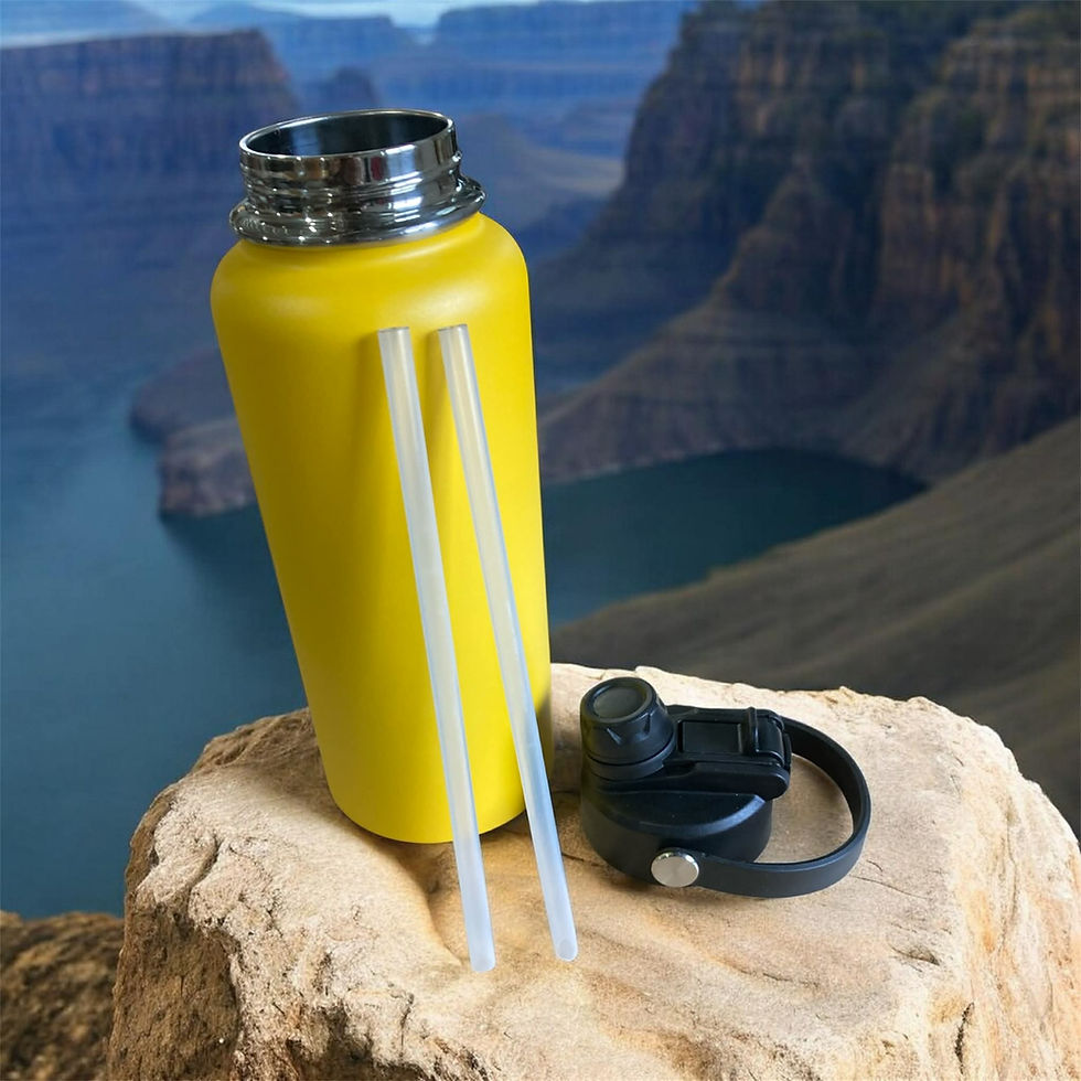 Thumbnail: 32 oz stainless steel insulated water bottle with leakproof lid and straws