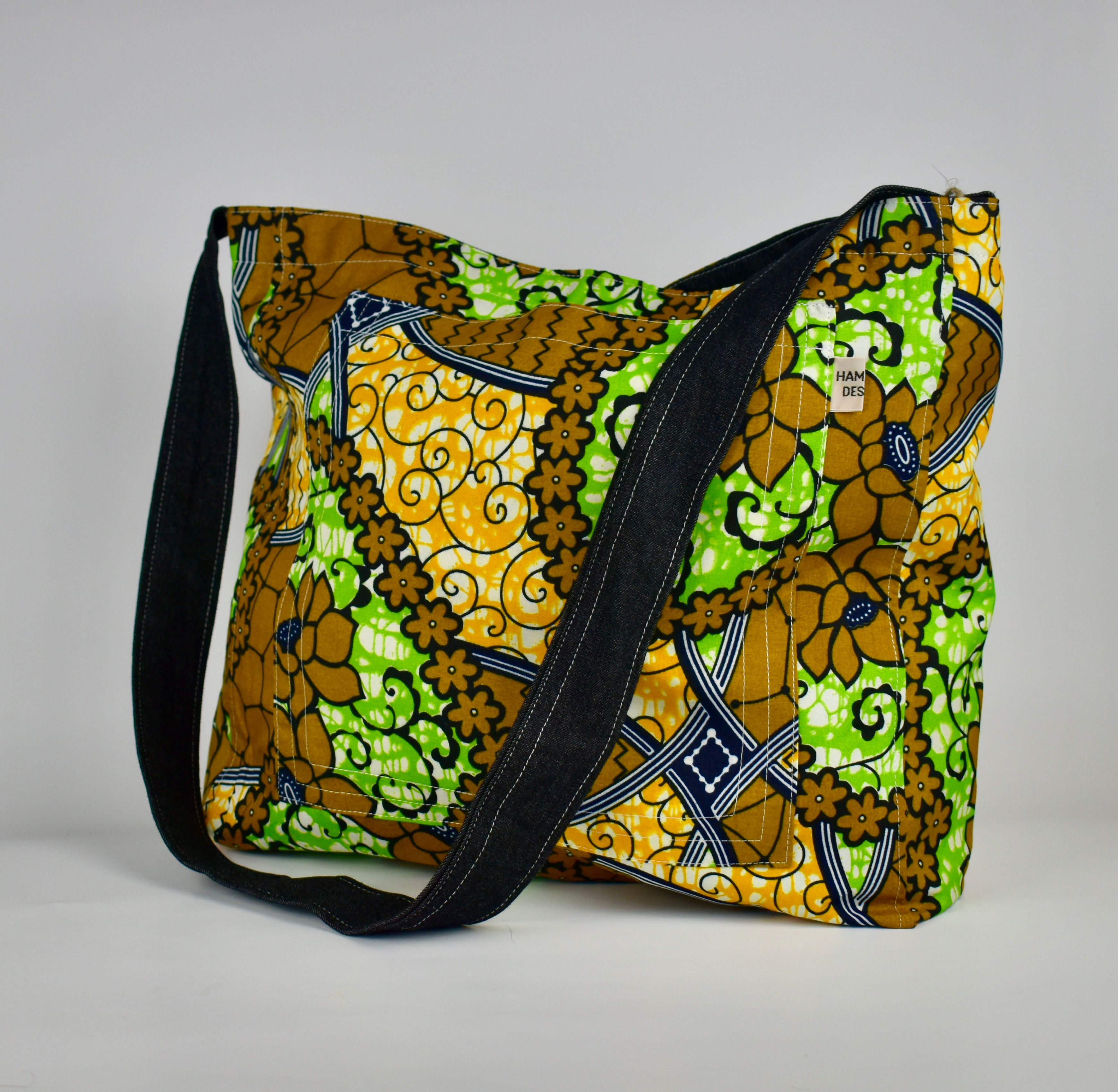 Hamaka x-body Mustard flower batik-black denim