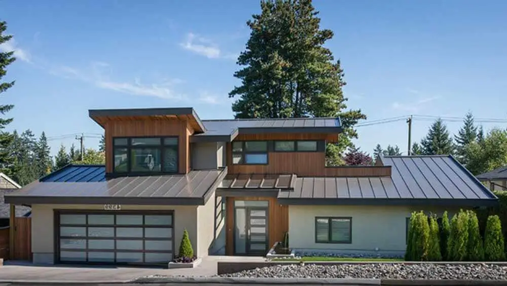 Charcoal colored metal roof