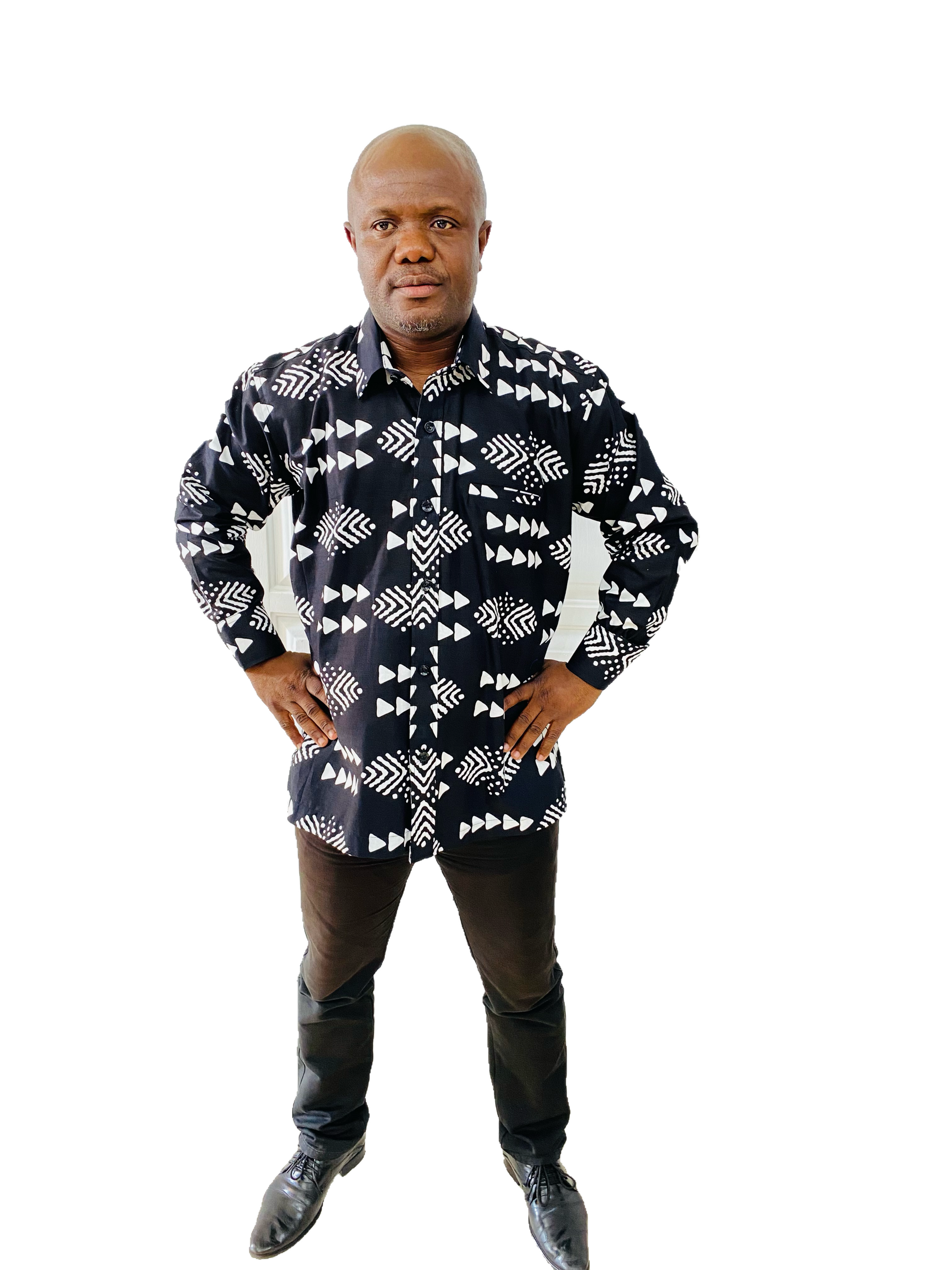 Long Sleeves Black and White Shirt