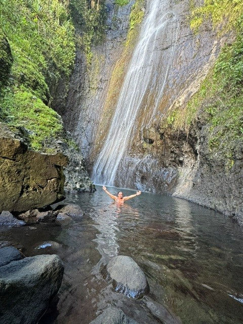 Every good waterfall hike should end in a dip in the cool pool beneath. Refreshing clear water.