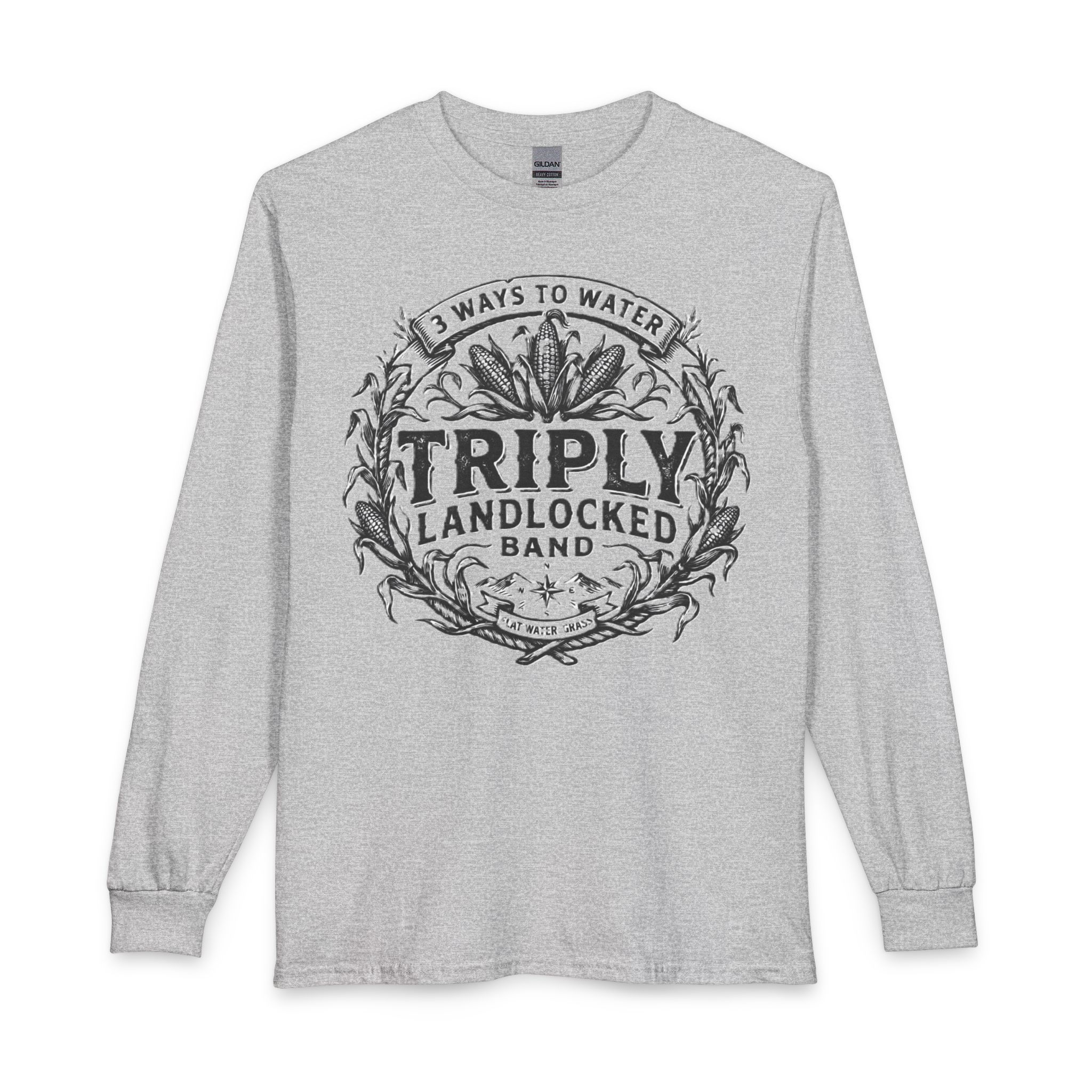 Triply Landlocked Band Long Sleeve T‑Shirt — Rustic Music Tour Tee