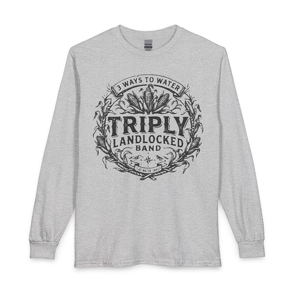 Thumbnail: Triply Landlocked Band Long Sleeve T‑Shirt — Rustic Music Tour Tee