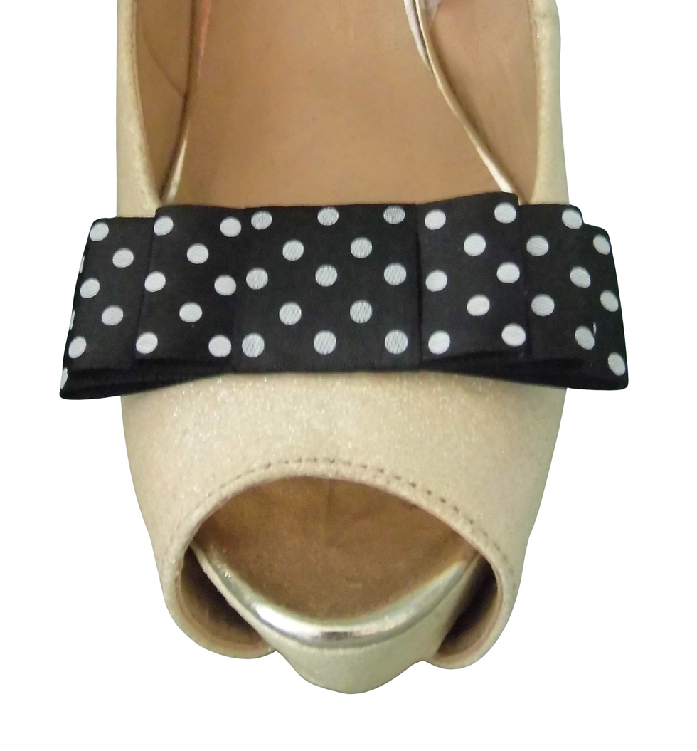 Black & White Spotted Triple Bows