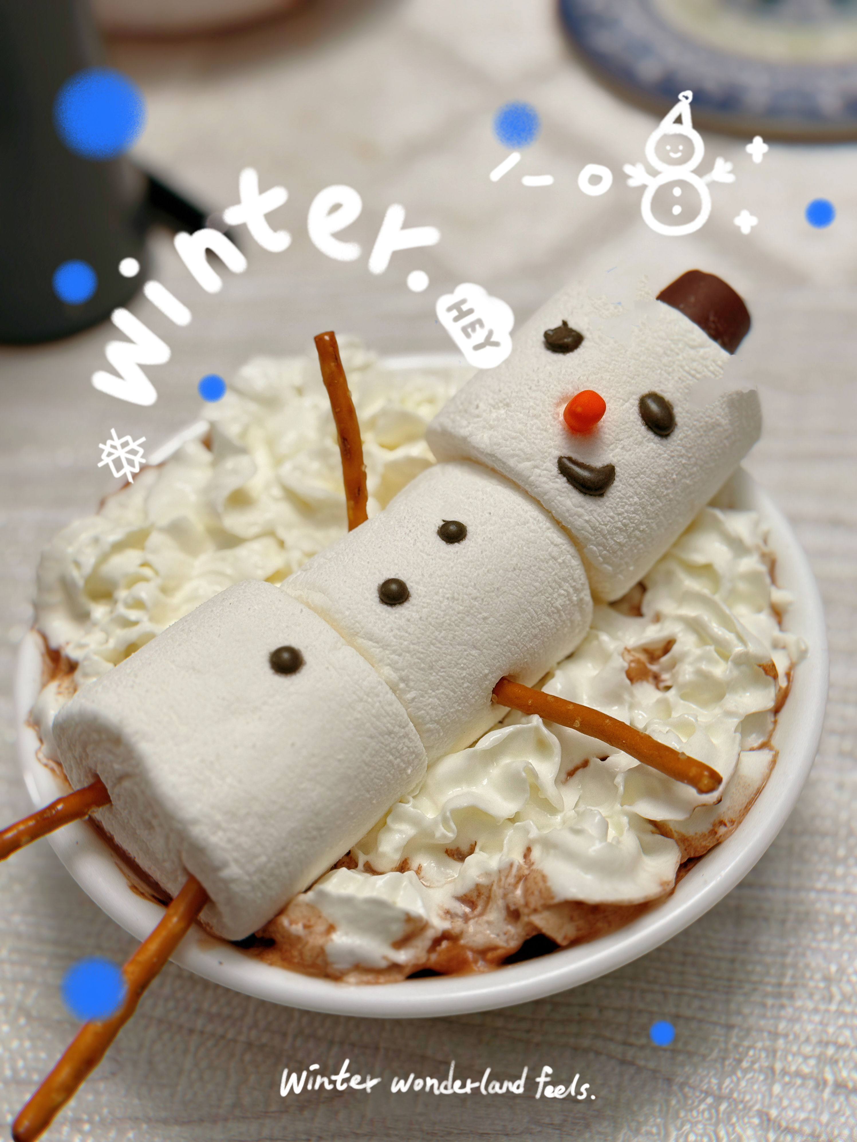 棉花糖巧克力戴帽雪人 3’’*5’’（1个）