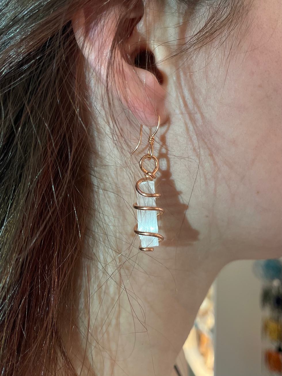 Thumbnail: Selenite spiral earrings