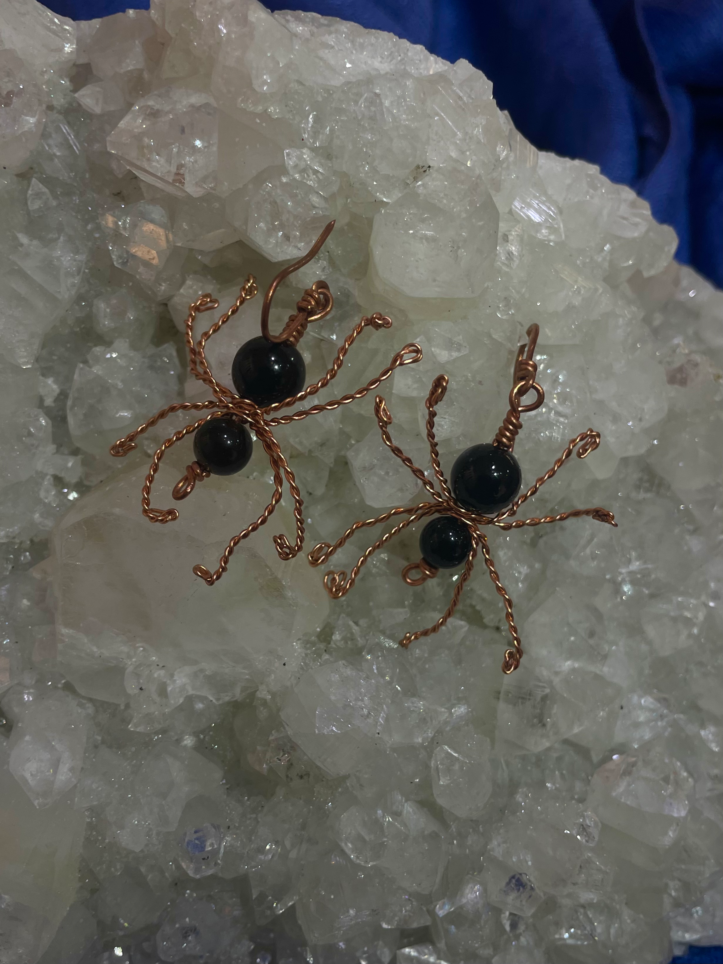Black Onyx Spider Earrings