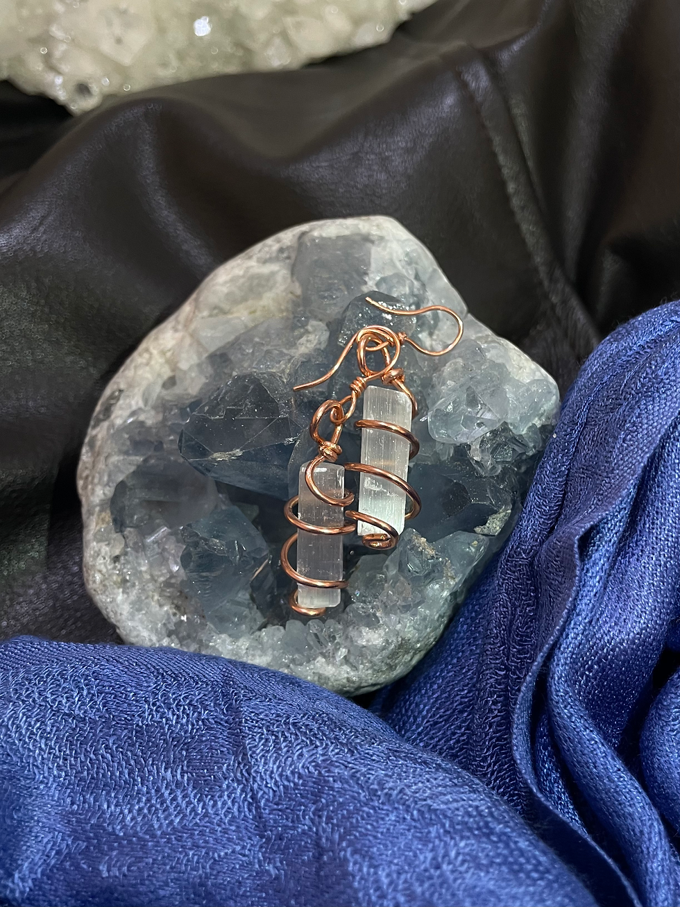 Miniature : Selenite spiral earrings