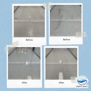 Check out this stunning transformation! Our floor care team took these floors from dull and worn to shining and new. At Swept Away, we pride ourselves on delivering exceptional results that make your 