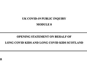 The first title page of Long Covid Kids and Long Covid Kids Scotland submission to the UK COVID-19 Inquiry