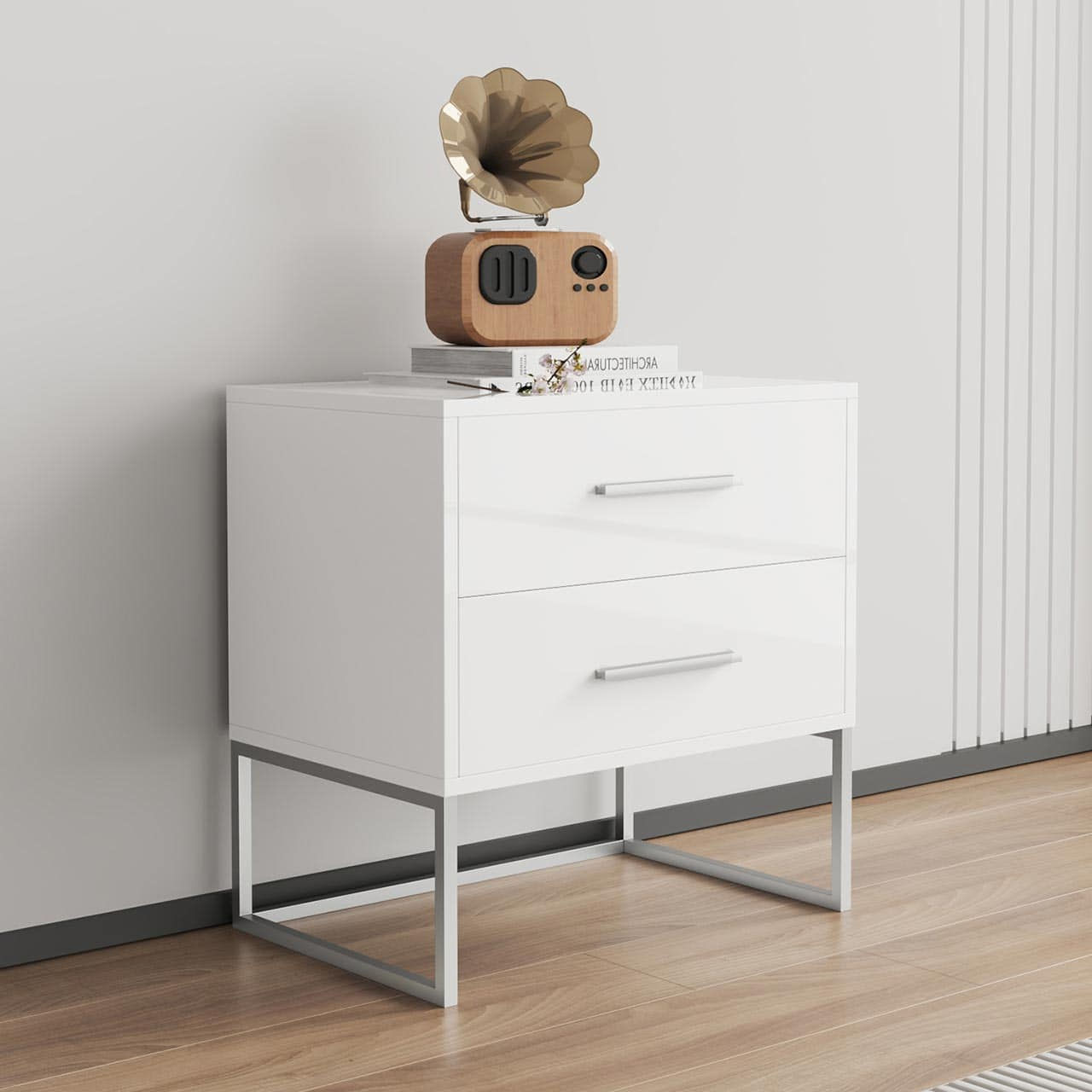 PEDESTAL NIGHT STAND WHITE
