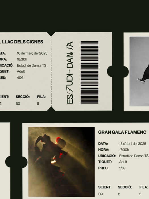 Entradas con el logo de Estudi de Dansa TS para sus espectáculos.