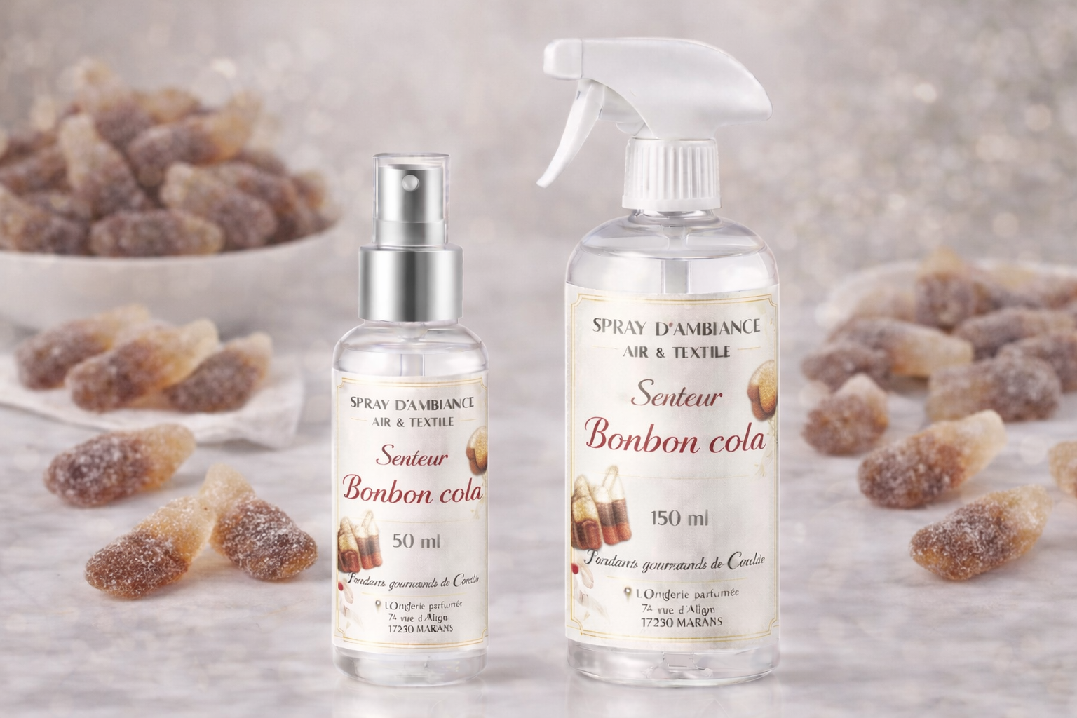 Spray d'ambiance air textile 50ml ou 150ml Catégorie Bonbons