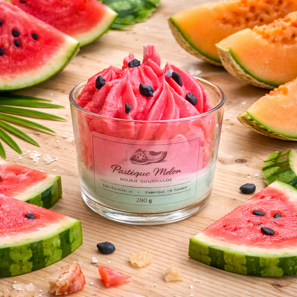 🍉 Bougie gourmande 280gr Pastèque Melon 🍉