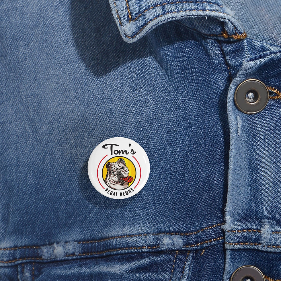 Thumbnail: Round Pin — Tom’s Pedal Demos Bulldog Logo Button Perfect for Guitar Straps