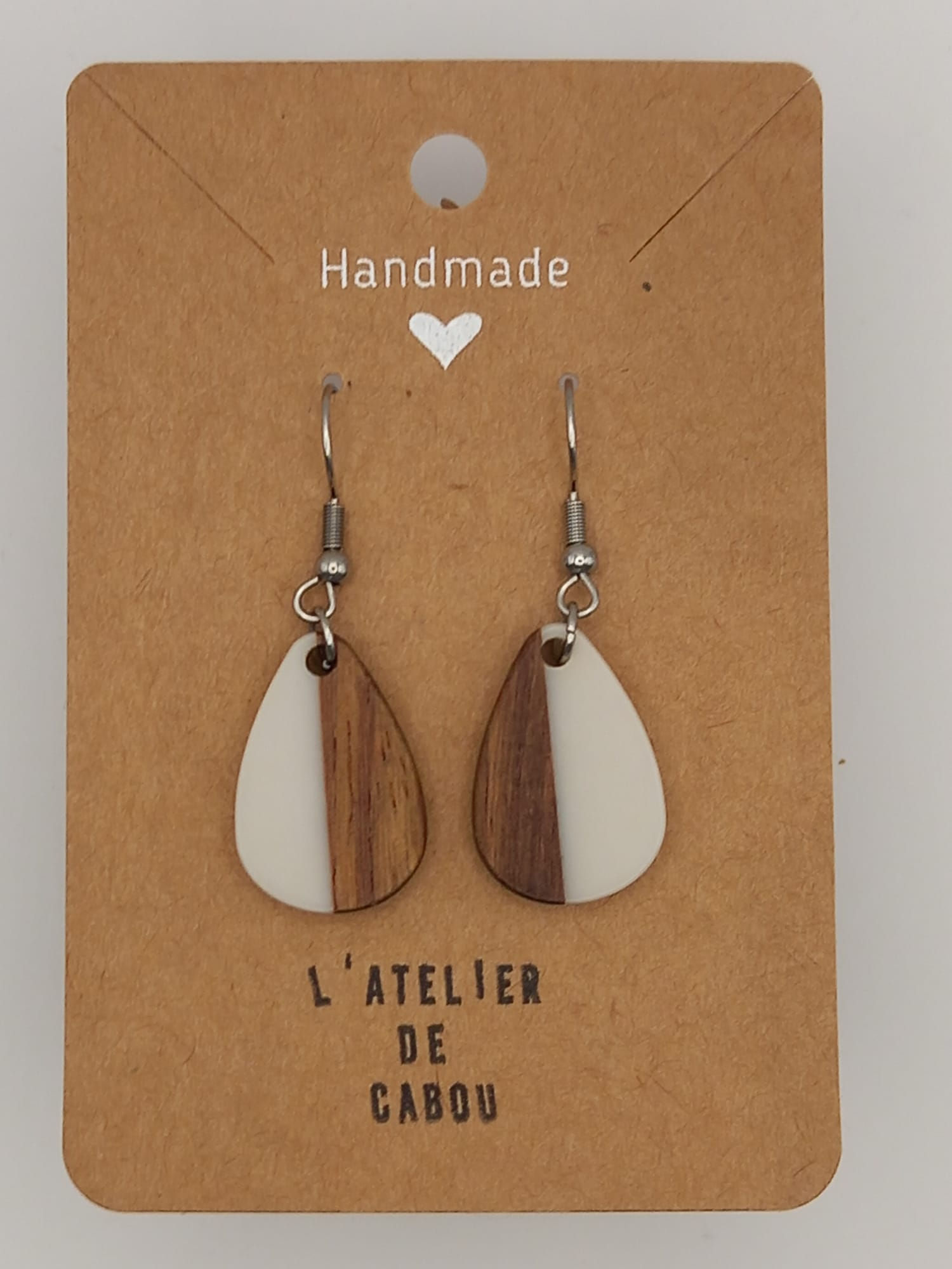 Boucles d'Oreilles Bois Résine Fantaisie