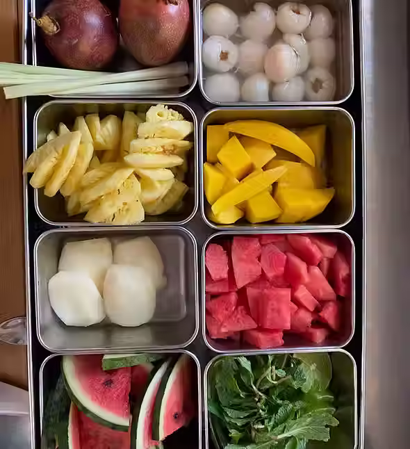 Fresh local fruits are used during cocktail and mocktail classes 