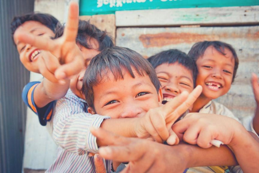 Happy children smile in Cambodia
