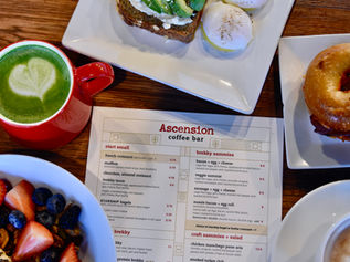 Ascension Coffee menu and food items.