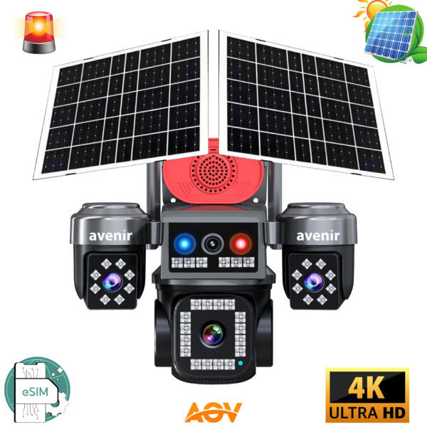 AV-S445 – 4 Kameralı SIM Kartlı Güneş Panelli PTZ Güvenlik Kamerası