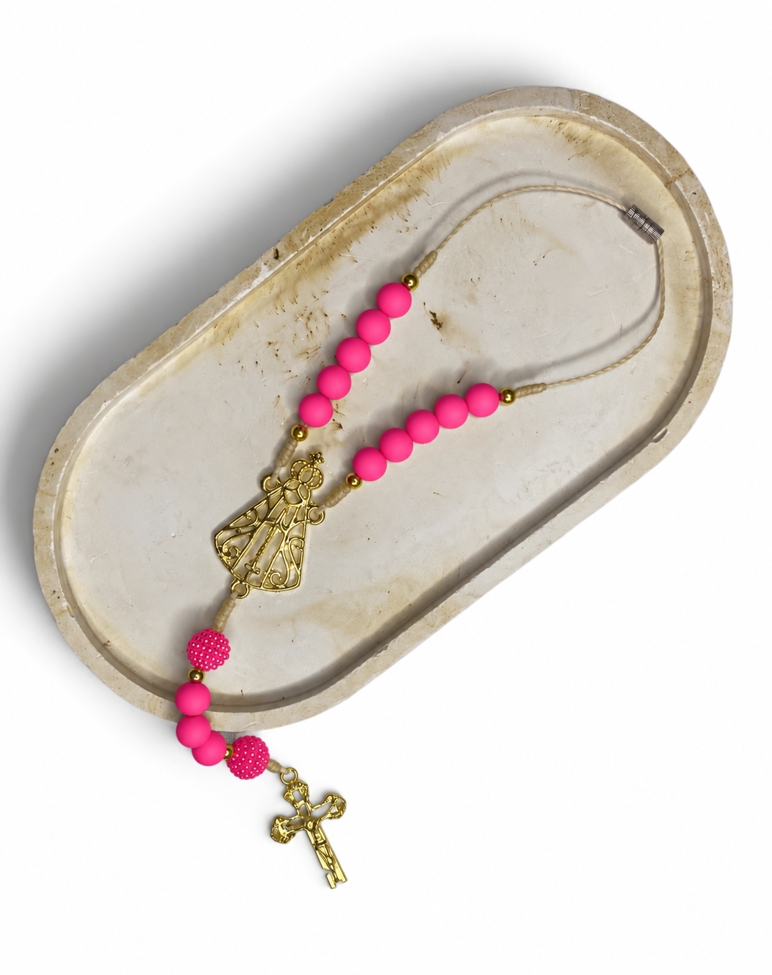 Terço Para Retrovisor de Nossa Senhora Aparecida Rosa Pink