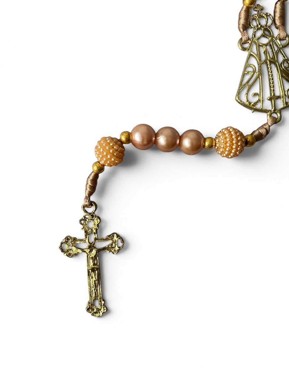 Miniatura: Terço Nossa Senhora Aparecida Marrom Claro 