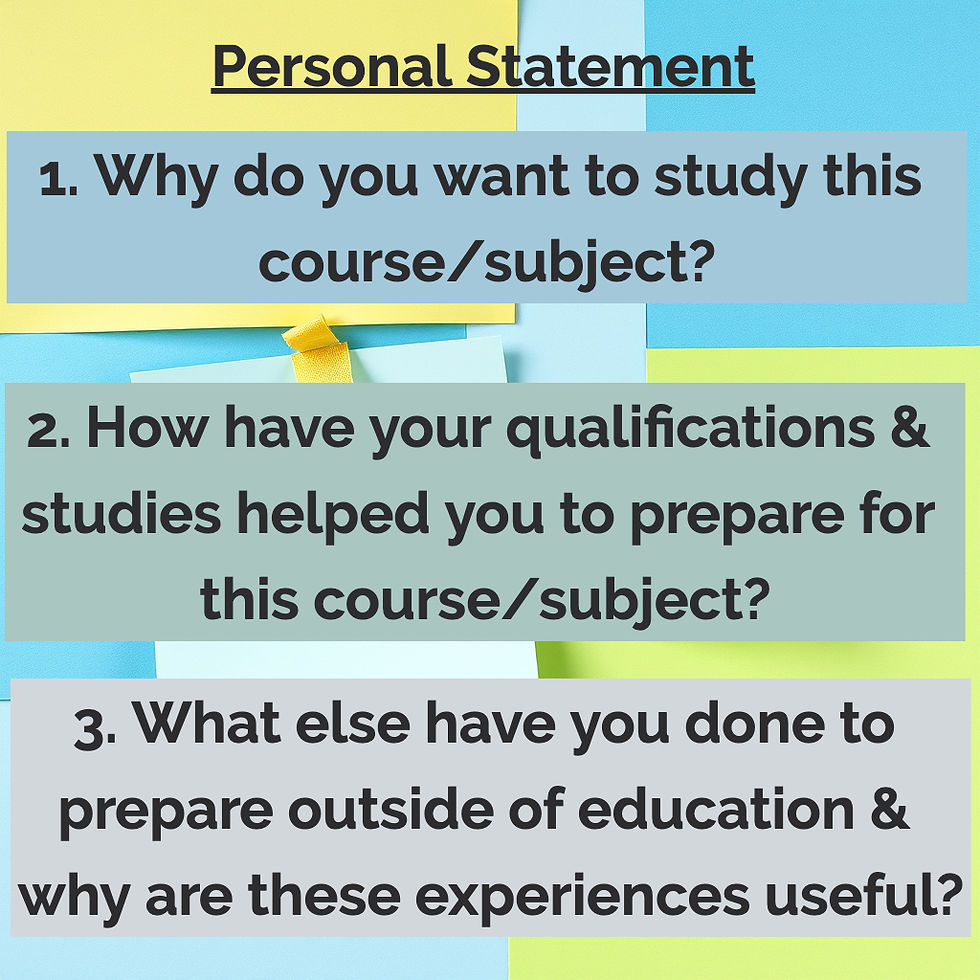 personal statement questions list