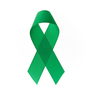 Green support ribbon over isolated white background..jpg