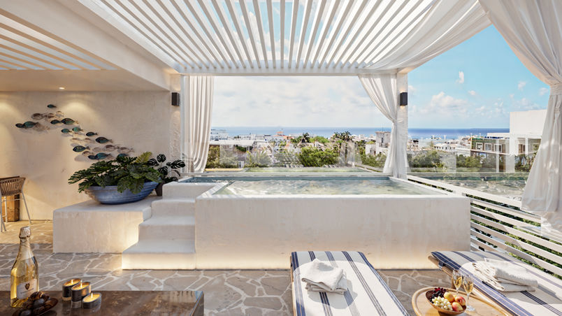 Rooftop de Portha Playa condo en vente sur playa del carmen