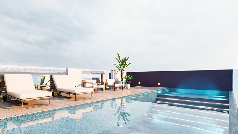 Rooftop du purple savage condo en vente dans le centre ville de playa del carmen
