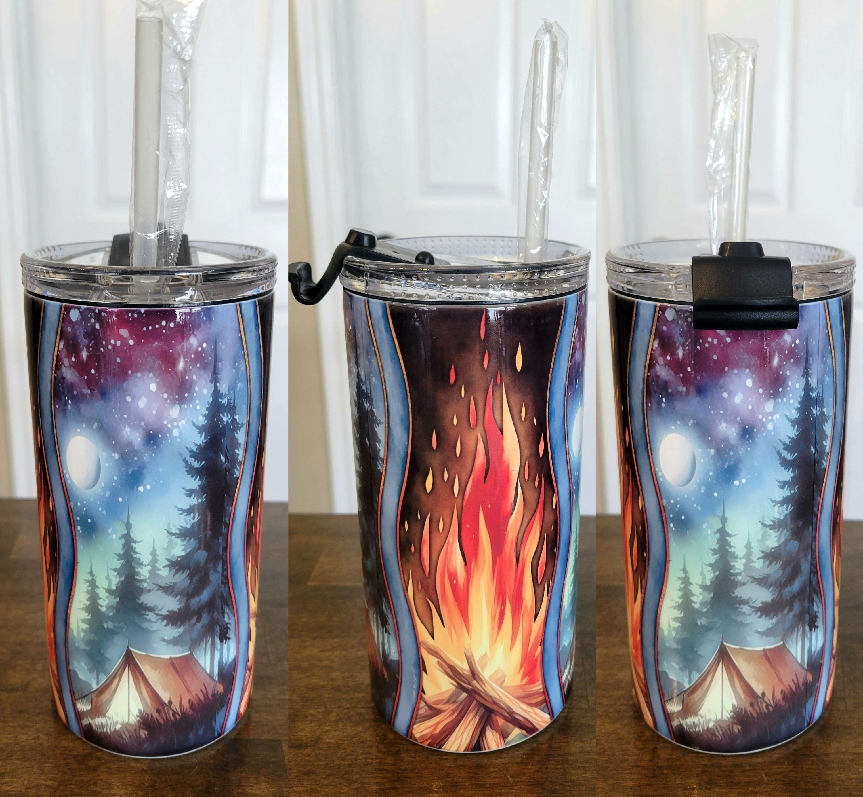 Camping Fire Tumbler/Can Cooler