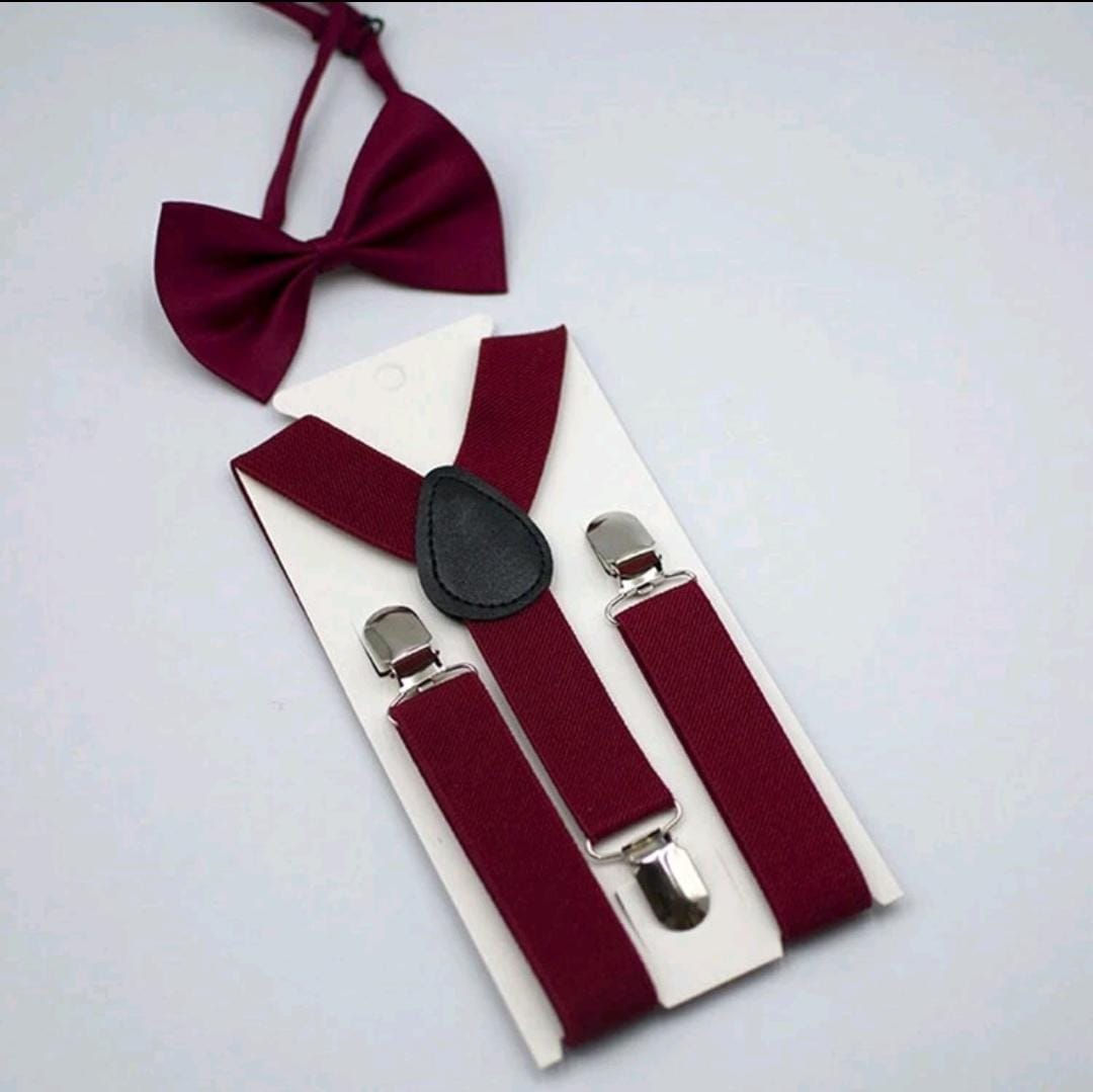 Suspender and bow tie set- Red