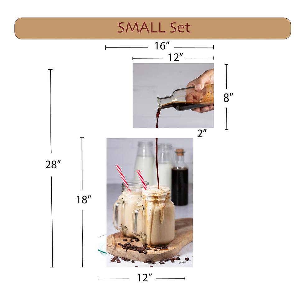 Thumbnail: Coffee milk picture hanged on wall: measurements of small size set