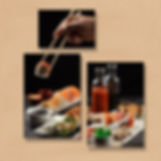 Collage of three pictures of sushis